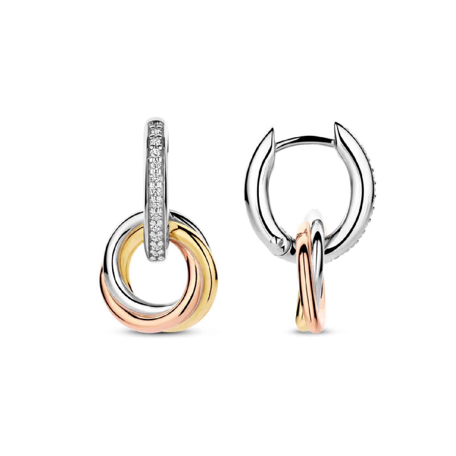 Orecchini TI SENTO Milano argento cerchi pendenti e zirconi MISURA UNICA