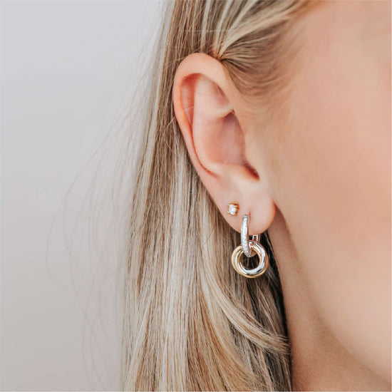 Orecchini TI SENTO Milano argento cerchi pendenti e zirconi MISURA UNICA