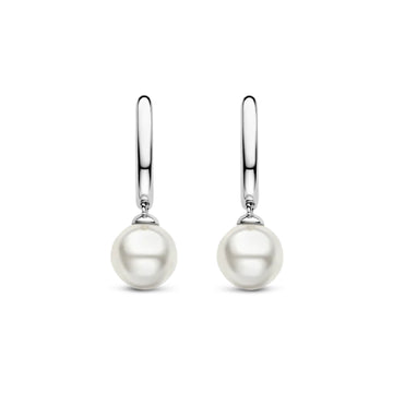 Orecchini cerchio donna TI SENTO Milano in argento con perla MISURA UNICA