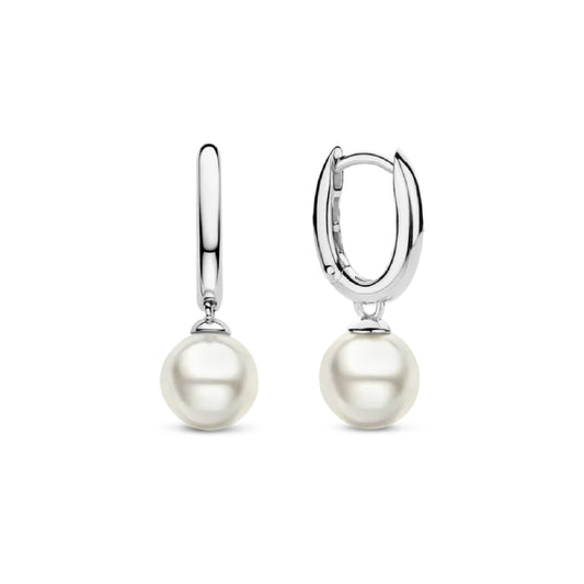 Orecchini cerchio donna TI SENTO Milano in argento con perla MISURA UNICA