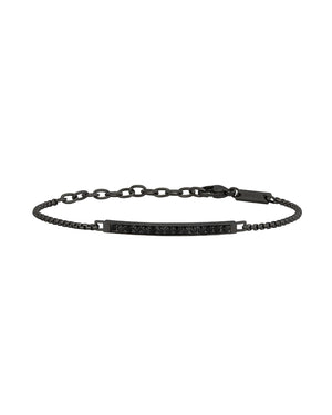 Bracciale catena della collezione Breil Light Row da uomo in acciaio con pvd nero con targhetta e zirconi neri TJ3519