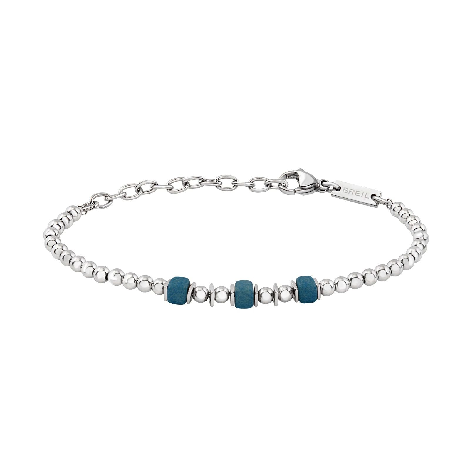 Bracciale uomo Breil Mixology acciaio con ceramica greca blu TJ3543-1