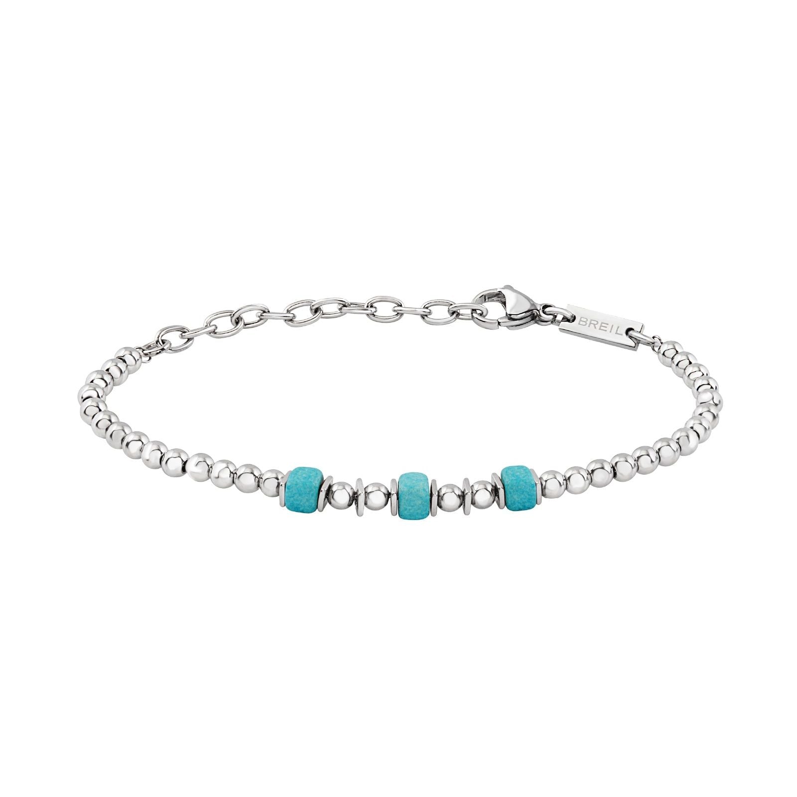 Bracciale uomo Breil Mixology acciaio con ceramica greca azzurro TJ3544-1