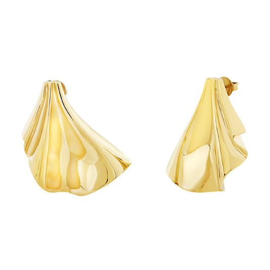Orecchini donna Breil Plissè in acciaio oro a ventaglio con piccole pieghe TJ3552-1