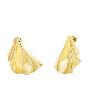 Orecchini pendenti da donna Breil Plissè in acciaio dorato a forma di ventaglio plissettato con piccole pieghe TJ3552