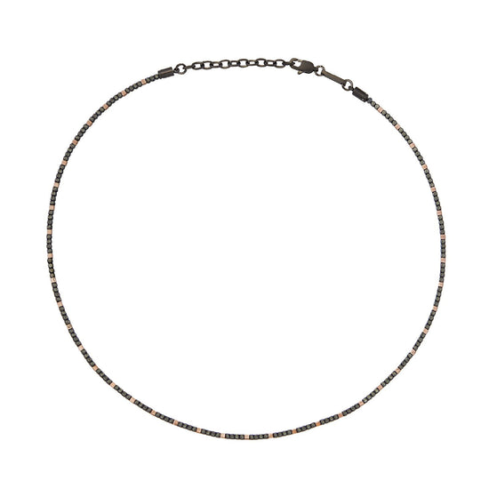 Collana uomo Breil B Rocks acciaio grigio e oro rosa ed ematite TJ3553-1