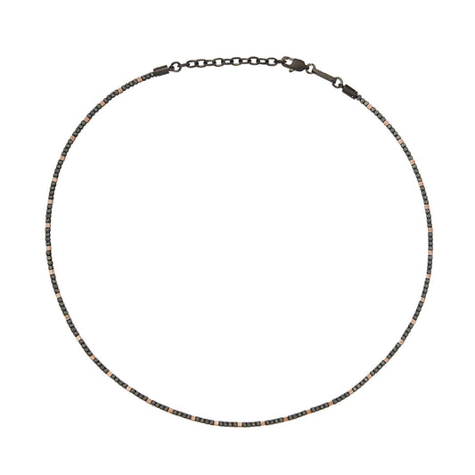 Collana uomo Breil B Rocks acciaio grigio e oro rosa ed ematite TJ3553-1
