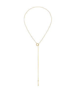 Collana a Y da donna Breil Flow in acciaio dorato con una catena sottile che termina con un elemento geometrico TJ3573