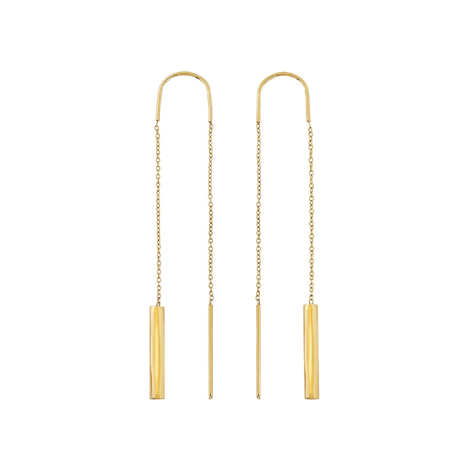 Orecchini pendenti donna Breil Flow in acciaio dorato con cilindro TJ3579-1
