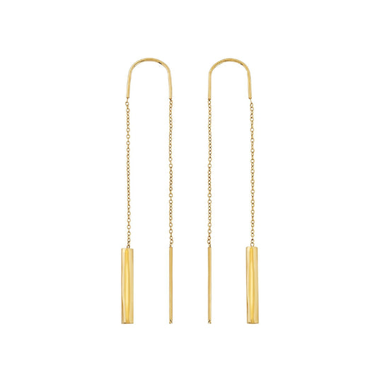 Orecchini pendenti donna Breil Flow in acciaio dorato con cilindro TJ3579-1