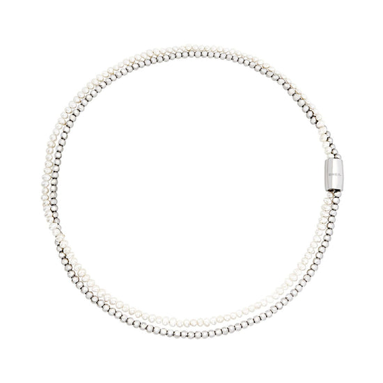 Collana donna Breil Magnetica System acciaio micro sfere e filo di perle TJ3580-1