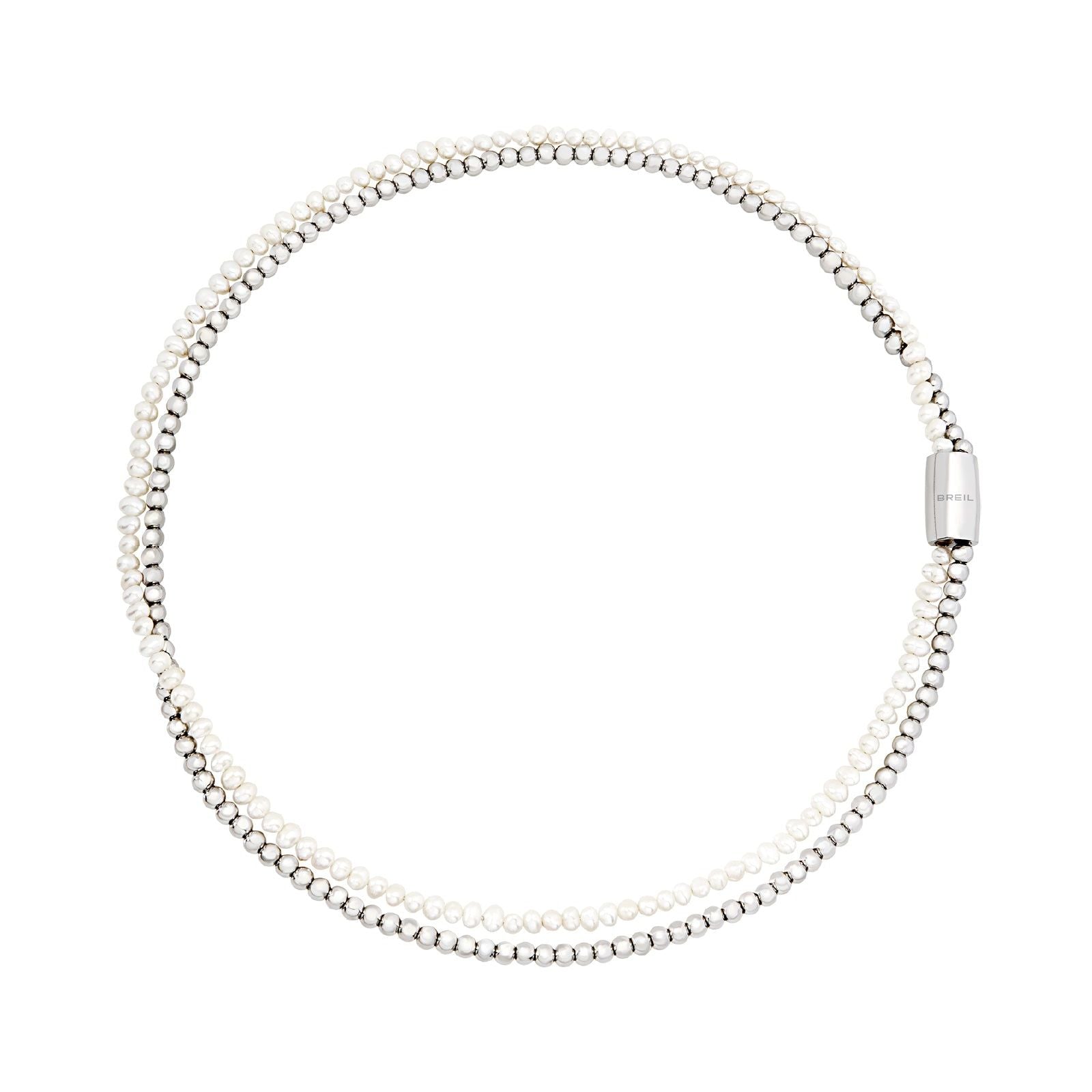 Collana donna Breil Magnetica System acciaio micro sfere e filo di perle TJ3580-1