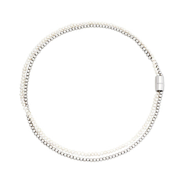 Collana donna Breil Magnetica System acciaio micro sfere e filo di perle TJ3580-1
