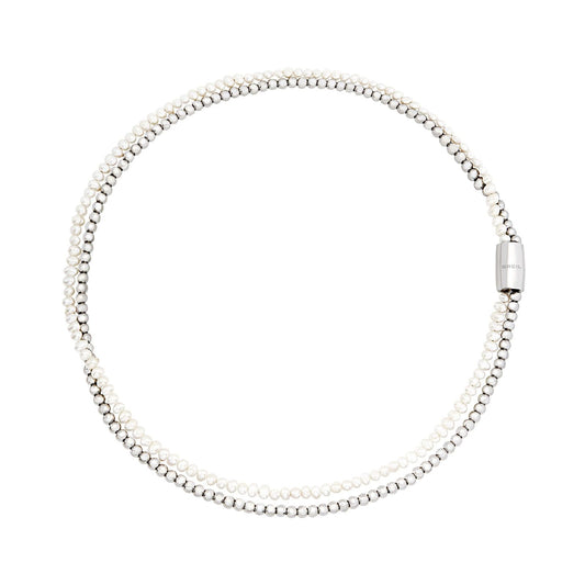 Collana donna Breil Magnetica System acciaio micro sfere e filo di perle TJ3580-1