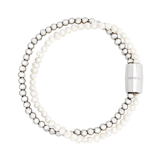 Bracciale donna Breil Magnetica System acciaio micro sfere e filo di perle TJ3581-1