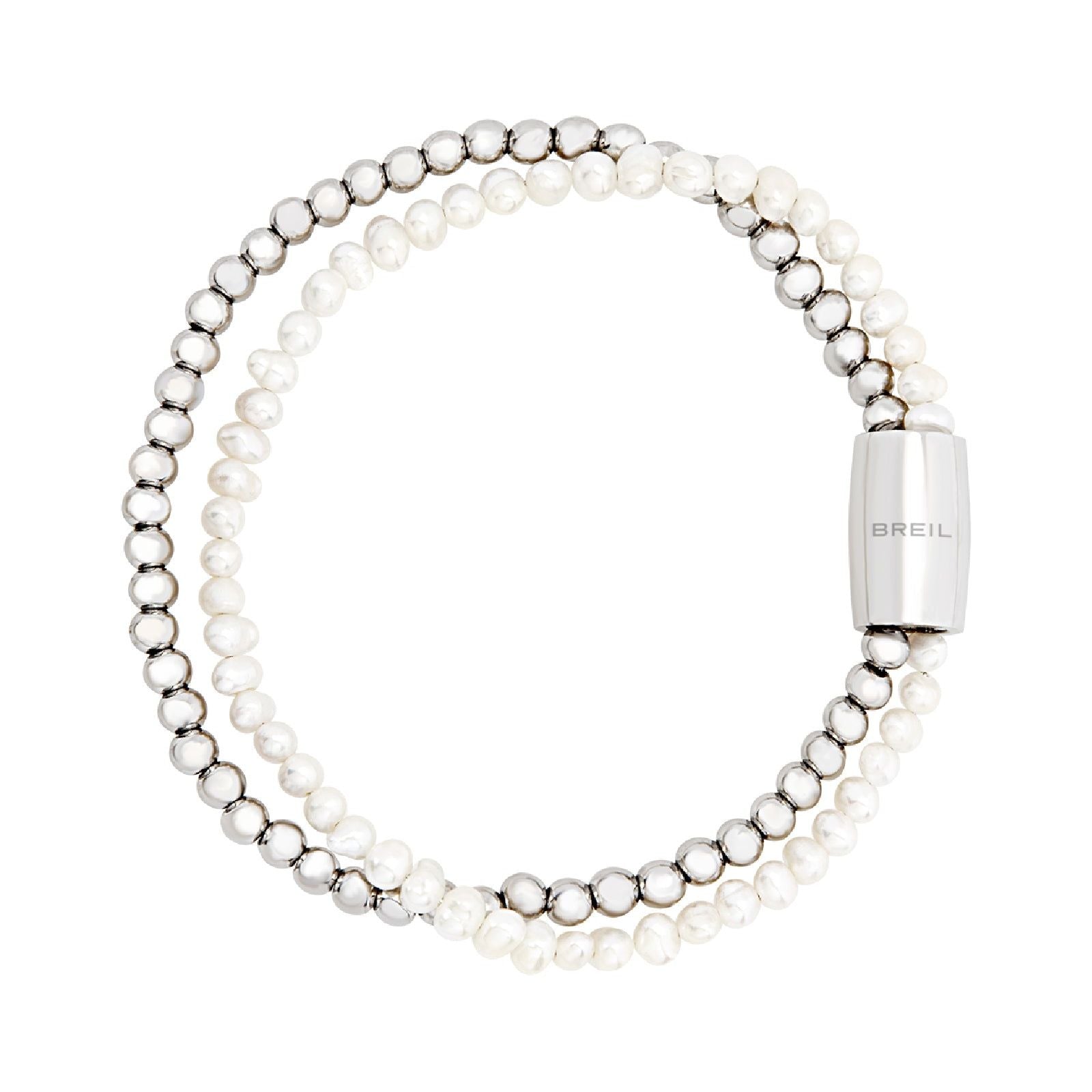 Bracciale donna Breil Magnetica System acciaio micro sfere e filo di perle TJ3581-1