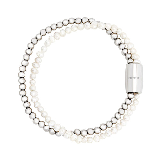 Bracciale donna Breil Magnetica System acciaio micro sfere e filo di perle TJ3581-1