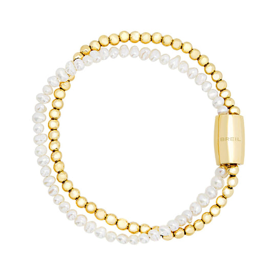 Bracciale donna Breil Magnetica System acciaio oro micro sfere e filo di perle TJ3582-1