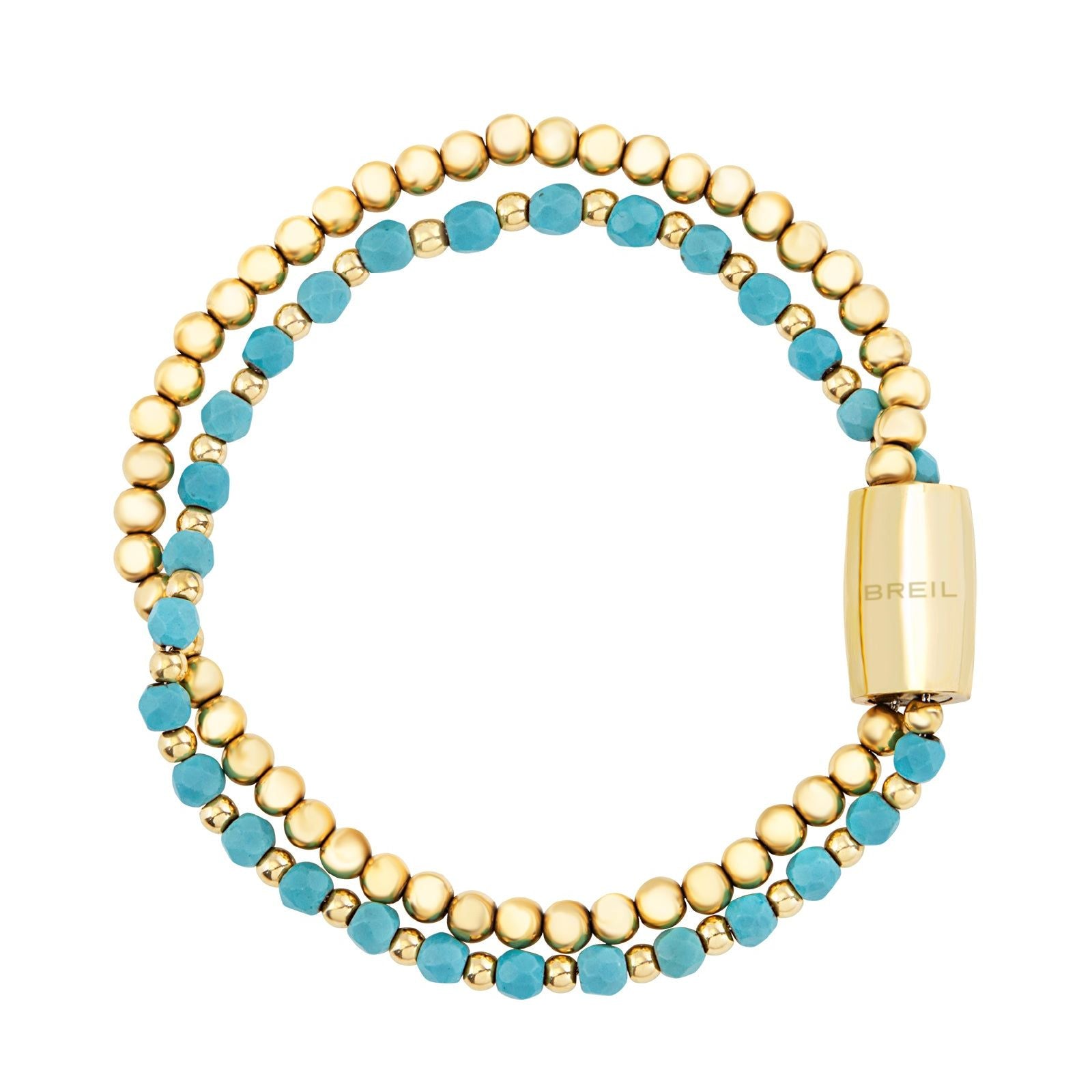 Bracciale doppio donna Breil Magnetica Sea & Sky acciaio dorato e turchese TJ3585-1
