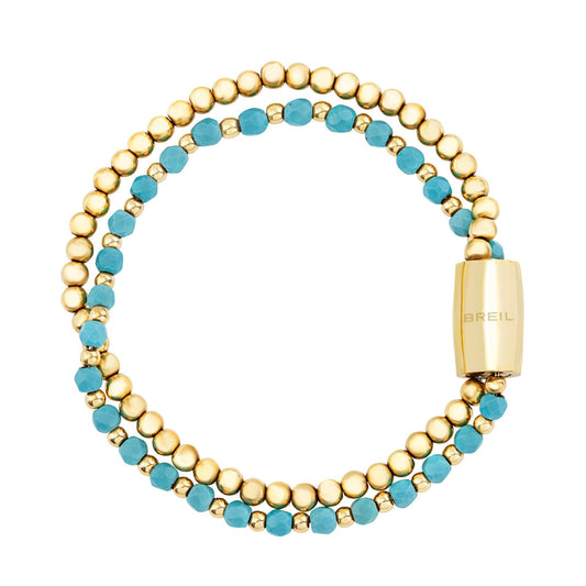 Bracciale doppio donna Breil Magnetica Sea & Sky acciaio dorato e turchese TJ3585-1