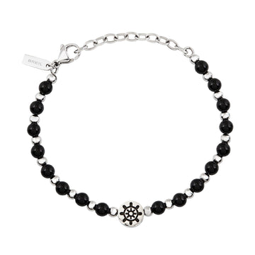 Bracciale uomo Breil SoundWave acciaio con onice nera e timone TJ3590-1