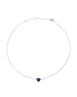 Collana girocollo da donna della collezione Breil Candy in acciaio con pietra di lapislazzuli a forma di cuore posizionato al centro TJ3597