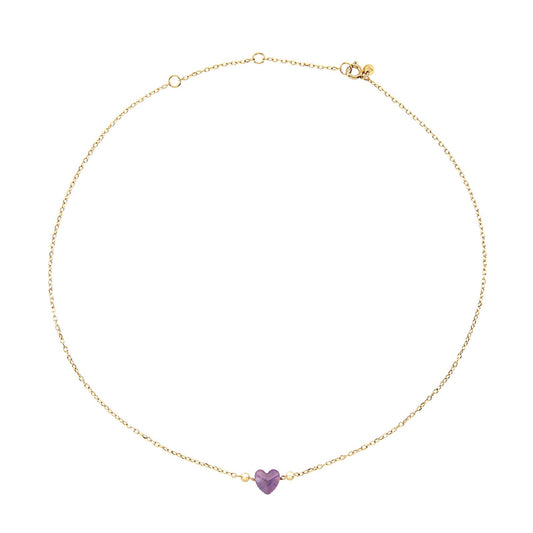Collana donna Breil Candy in acciaio dorato con ametista a cuore viola TJ3598-1