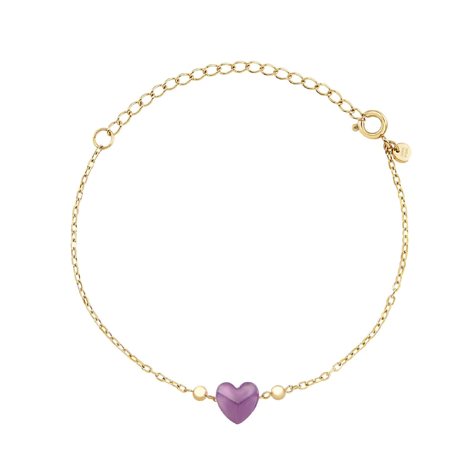 Bracciale donna Breil Candy in acciaio dorato con ametista a cuore viola TJ3601-1