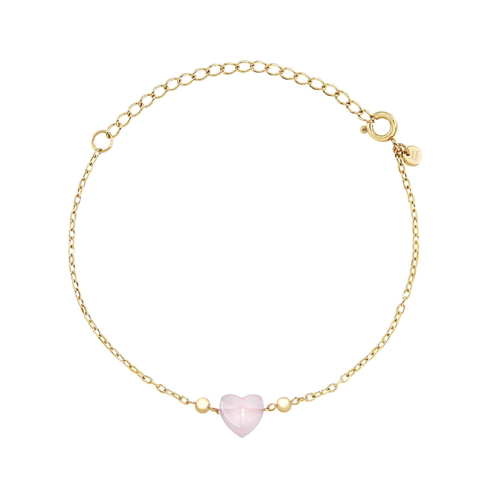 Bracciale donna Breil Candy in acciaio dorato con giada a cuore rosa TJ3602-1
