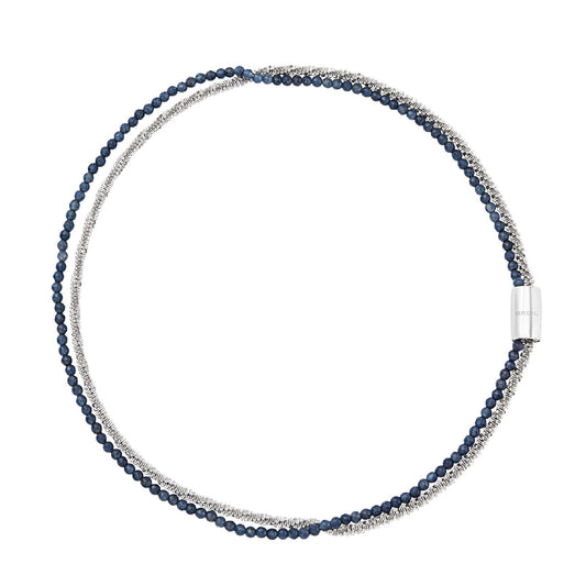 Collana donna Breil Magnetica System acciaio catena margherita e agata blu TJ3608-1