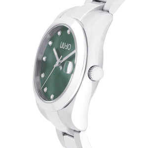 Orologio solo tempo da donna Liu Jo Juniper con cassa 34mm e bracciale in acciaio quadrante verde con cristalli TLJ2334