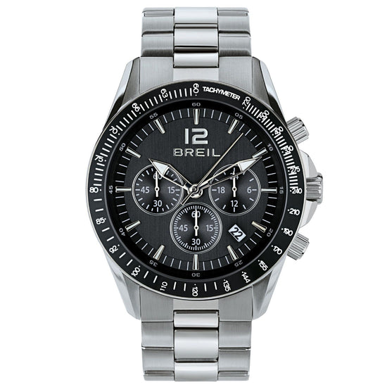 Orologio crono uomo Breil Tyler in acciaio con quadrante nero 43mm TW2057-1