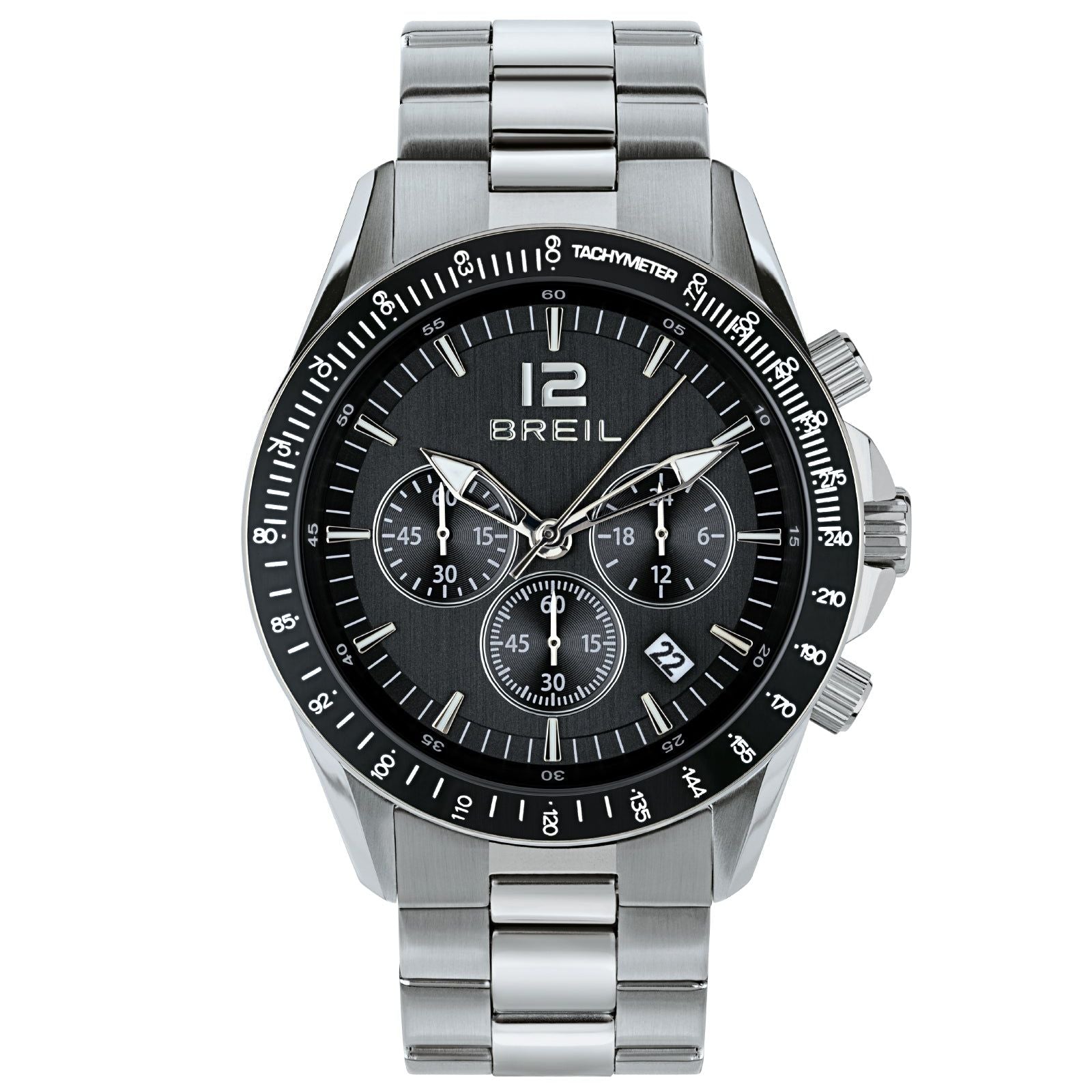 Orologio crono uomo Breil Tyler in acciaio con quadrante nero 43mm TW2057-1