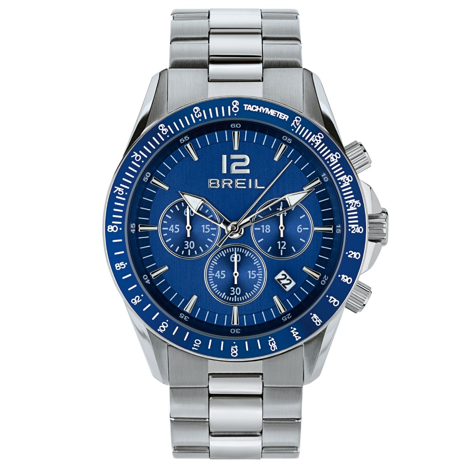 Orologio crono uomo Breil Tyler in acciaio con quadrante blu 43mm TW2058-1