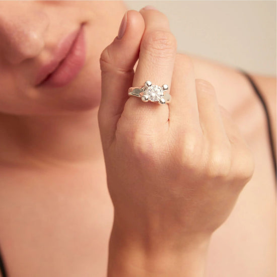 Anello Uno de 50 Spiritual lega metallica argento e zircone 18