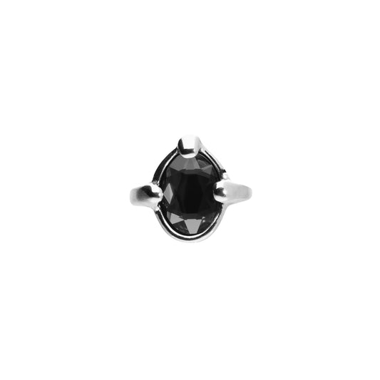 Anello Uno de 50 in lega metallica argento e cristallo nero 15