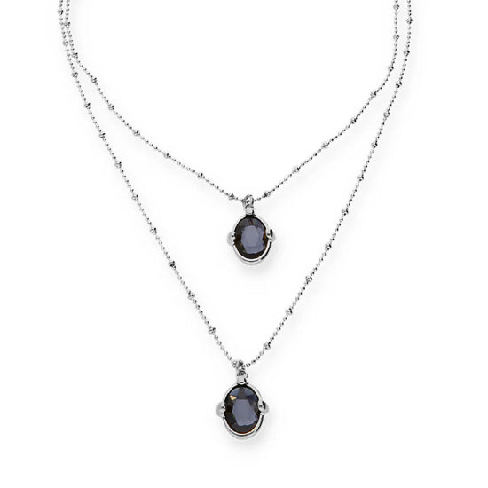 Collana Uno de 50 in lega metallica argento e cristallo nero MISURA UNICA