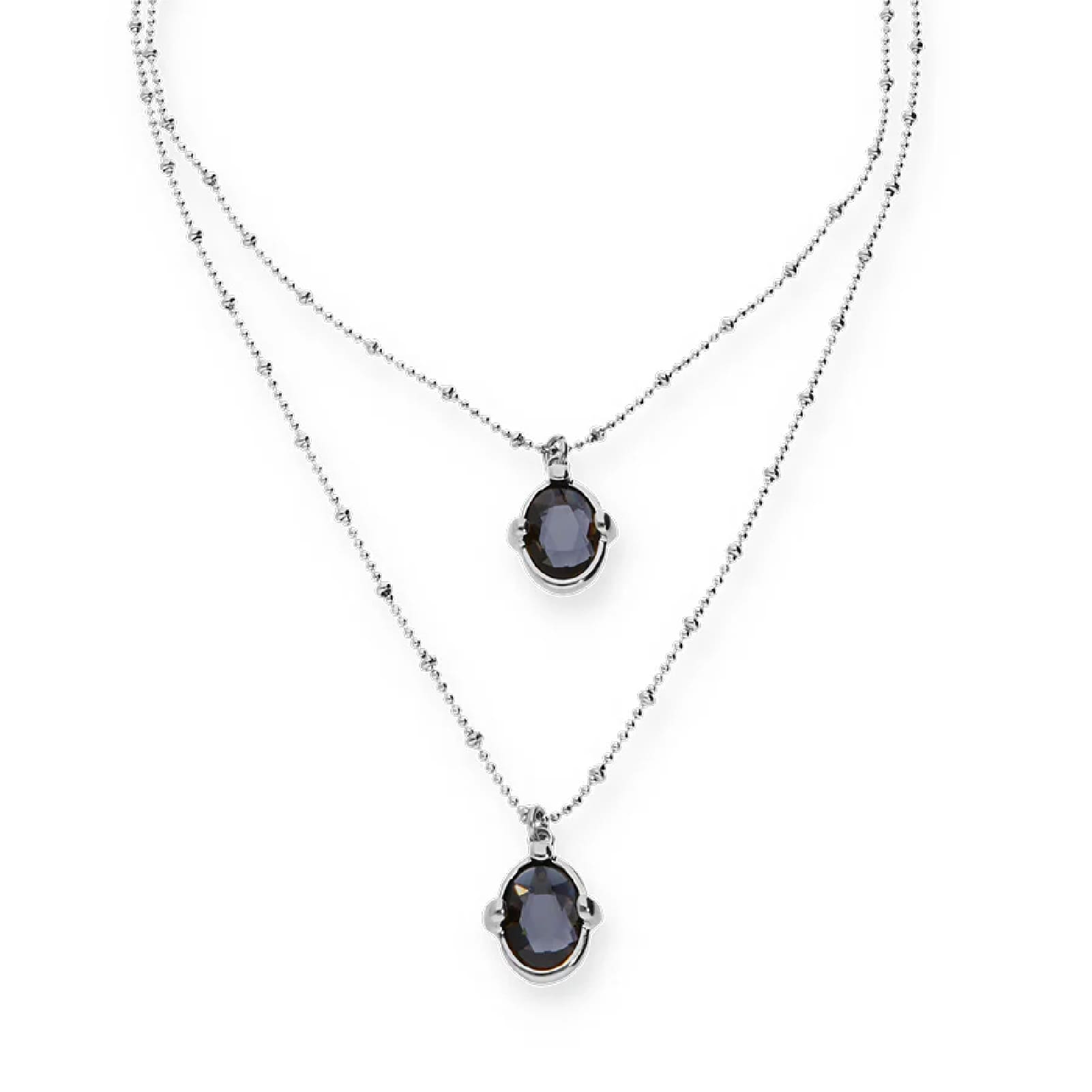 Collana Uno de 50 in lega metallica argento e cristallo nero MISURA UNICA