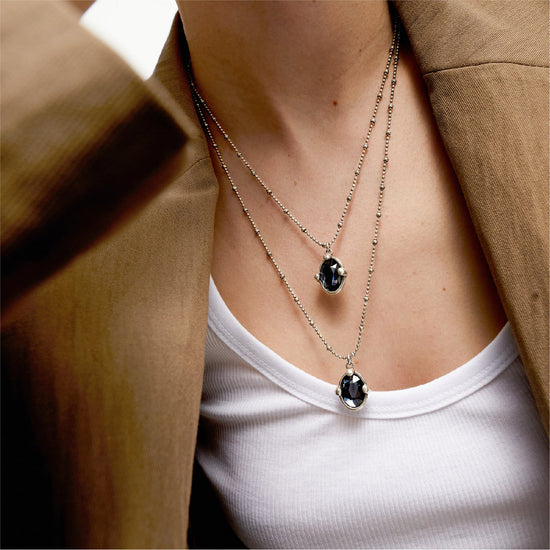 Collana Uno de 50 in lega metallica argento e cristallo nero MISURA UNICA