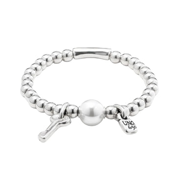 Bracciale elastico Uno de 50 in metallo con perla e charms elastico
