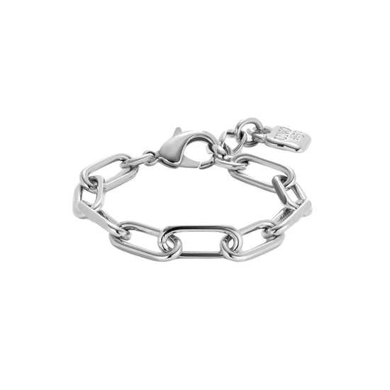 Bracciale catena UNO de 50 metallo rodiato con maglie grandi 16 cm