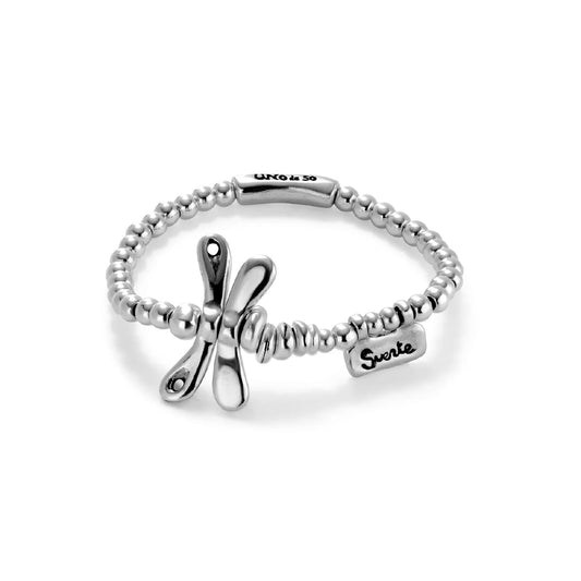 Bracciale elastico Uno de 50 placcato argento da donna Regolabile 15,6-16,5 cm
