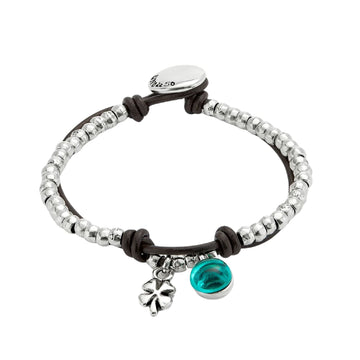 Bracciale Uno de 50 Ser Fascinante quadrifoglio e vetro verde 15 cm