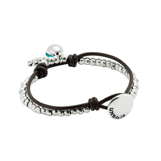 Bracciale Uno de 50 Ser Fascinante quadrifoglio e vetro verde 15 cm