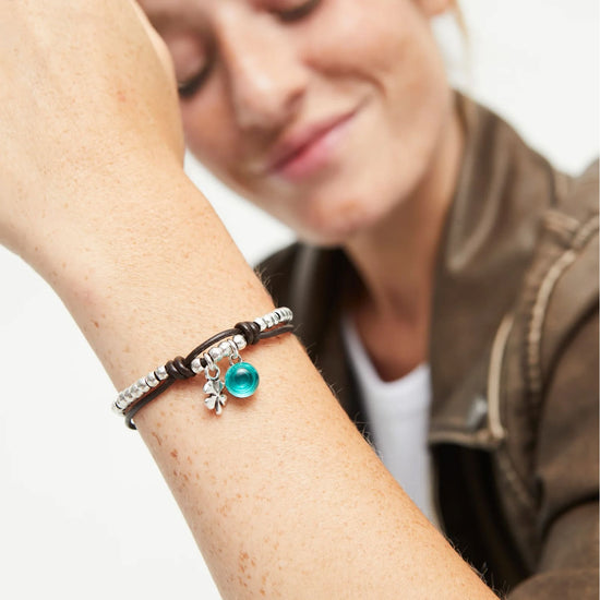 Bracciale Uno de 50 Ser Fascinante quadrifoglio e vetro verde 15 cm