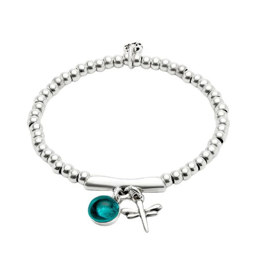 Bracciale Uno de 50 Ser Fascinante libellula e vetro verde 15,7 cm