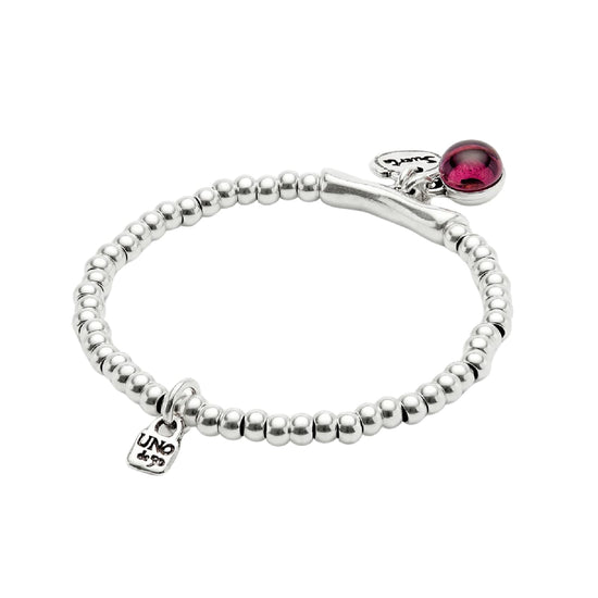 Bracciale Uno de 50 Ser Fascinante charm suerte e vetro viola 15,7 cm