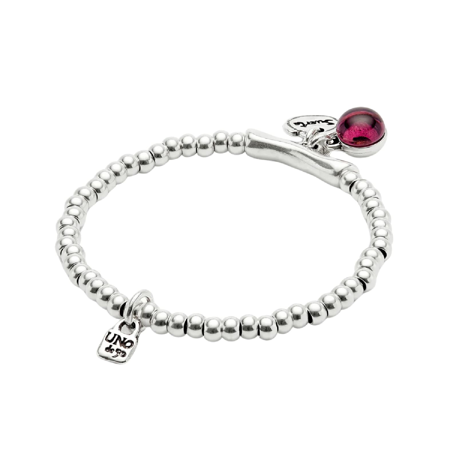 Bracciale Uno de 50 Ser Fascinante charm suerte e vetro viola 15,7 cm
