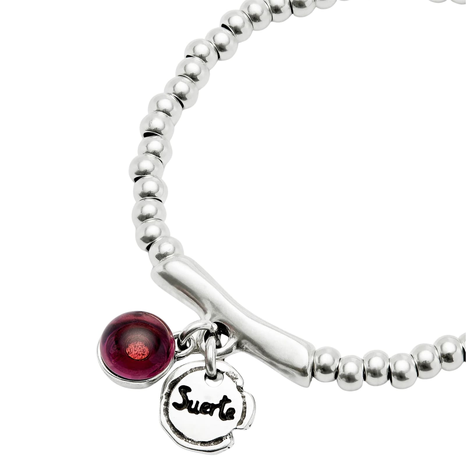 Bracciale Uno de 50 Ser Fascinante charm suerte e vetro viola 15,7 cm