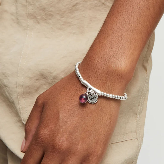 Bracciale Uno de 50 Ser Fascinante charm suerte e vetro viola 15,7 cm